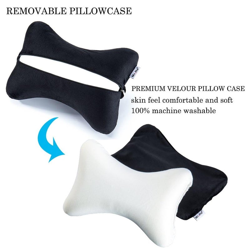Mr.Ho Car Memory Foam Neck Pillow with Premium Velour Washable Removable Pillow Case for for Car, Travel, Home and Office (Black) - Image 5